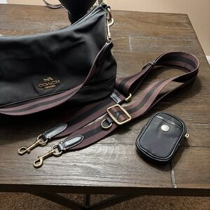 Coach Ellis Black Nylon Crossbody w/ Shoulder strap and Coin Pouch + xtr strap